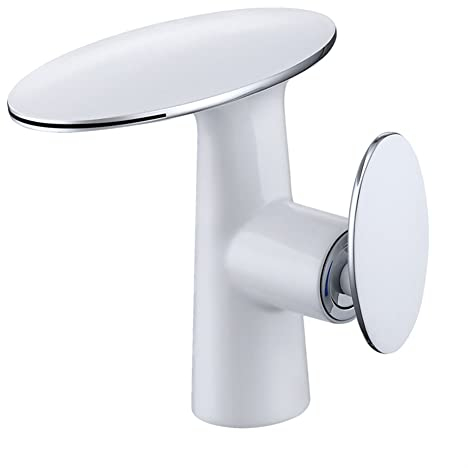 Wasserfall Wasserhahn Bad Waschtischarmatur Moderner Elegant Stil Messing Einhebelmischer Mischbatterie Mit Kaltes Und Heißes Wasser Vorhanden, Waschbecken Armatur, Weiß
