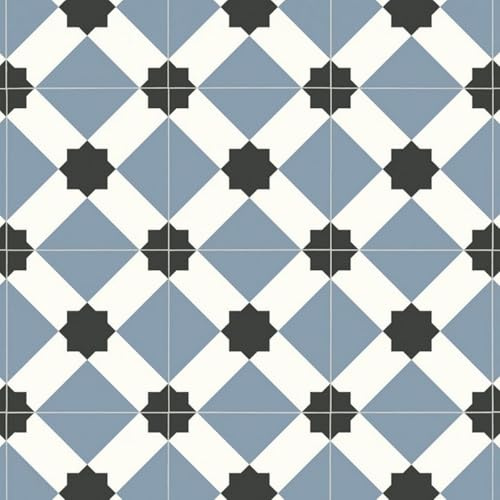 VINYL FLOORING UK Blue Grey Designer Effect Anti-Slip Vinyl Flooring For LivingRoom, Hallways, Kitchen, 2.6mm Thick Cushion Backed Vinyl Sheet, Waterproof Lino Flooring-2m(6'6) X 2m(6'6)-4m²