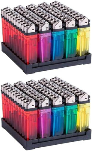 Pack de 100 Mecheros Desechables Transparentes de plástico con Rueda de Piedra, Enciende con Estilo y Comodidad