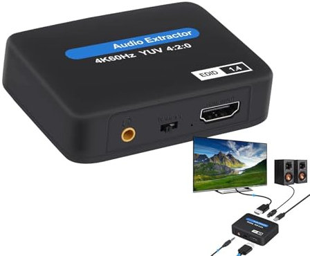 HD-Audio-Konverter, HD-Audio-Extraktor 4K | Audioausgangsadapter Lautsprecher,HD Audio Extractor, Aux-Adapter, drei Audiomodi, verbessert das TV-Heimkinoerlebnis für verschiedene HD-Quellgeräte