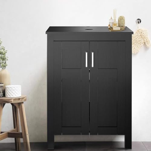 ARTETHYS Bathroom Sink Cabinet, Bathroom Storage Cabinet, Vanity Units | 60cm Modern Bathroom Cabinet Free Standing Without Sink, Black