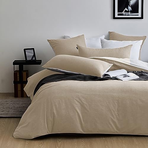 MILDLY Funda de edredón 220 x 240 cm, 100% algodón lavado, certificado Oeko-TEX, albaricoque, juego de cama matrimonial con 2 fundas de almohada 65 x 65 cm