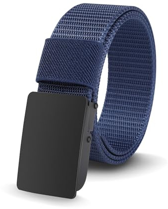 Coubeau Nylon golfbälte för pojkar och flickor - barn basebollbälte med metallspänne pojkar bälten för jeans bälte för barn 7-12 år, Black Buckle - Navy Blue Belt, S: 20-27 (lunghezza totale 80 cm)