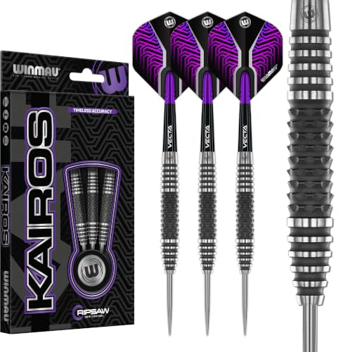 WINMAU Darts Kairos 26g 90% Professionella Volfram Stålspets Dartset med Dartflyg och Dartstammar