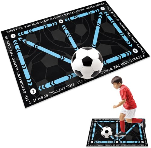 Fotsteg träningsmatta, halkfri tyst fotboll träningsmatta, fotbollsträningsutrustning för att förbättra dribblingen, bollkontroll, fotbollens mästerlighet matta storlek 60 x 90 cm (blå1)