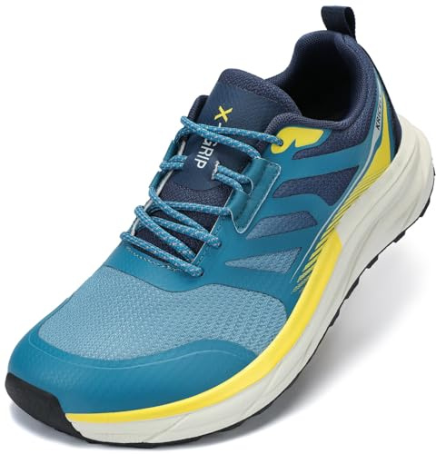 Kricely Zapatillas Trail Running Hombre de Ancho Extra Calzado de Correr en Montaña Antideslizantes Zapatillas de Trekking Ligeras Zapatos Deportivo de Exterior（Azul 47）