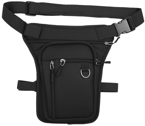 APOMOONS Noire Sacoche de Jambe Moto,Sac de Jambe Cuisse Imperméable Sacoche de Hanche pour Hommes et Femmes Sac de Jambes Réglable Multi-Poches pour Le Camping, Le Vélo, La Course à Pied