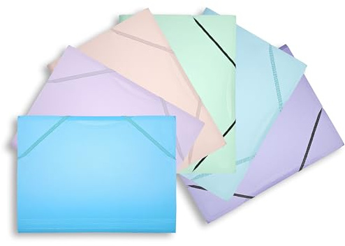 Conipa® 6 x Gummizugmappe (Set) DIN A4 aus PP-Kunststoff (Plastik) - Mappe & Hefter mit Gummizug Schule & Büro (langlebig) - Eckspanner-Mappen & Hausaufgaben-Mappen Kinder (PVC-frei) mit Innenklappen