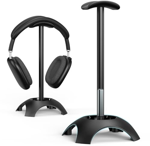 Alyvisun Support Casque [Antidérapant & Base pondérée] Design Miroir Support Universel en Aluminium pour Bureau pour Tous Les Casques de Jeu/écouteurs de Bureau (Noir)
