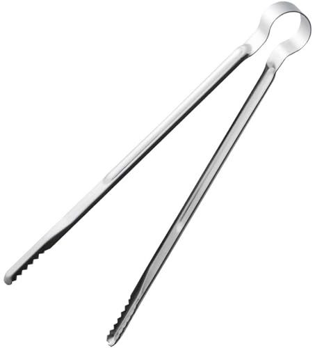 Pinzas para asar, pinzas para parrilla, 2 piezas de acero inoxidable para barbacoa, espejo pulido, parrilla de 12 pulgadas con agarre dentado, herramientas para comercial para el hogar