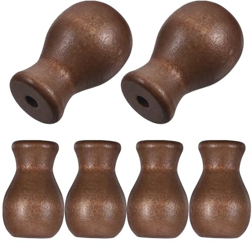 BESPORTBLE Pomos de Madera para Cortinas 6 Unidades para Tiradores de Cordón en Persianas y Estores, Color Marrón Acabado Natural, Aptos para Uso en Hogares y Oficinas