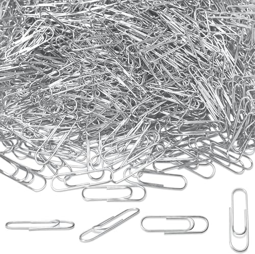 FZGUSYAF Lot de 1 000 trombones en métal argenté de 28 mm avec micro inclinaison pour une insertion facile, au bureau et à la maison
