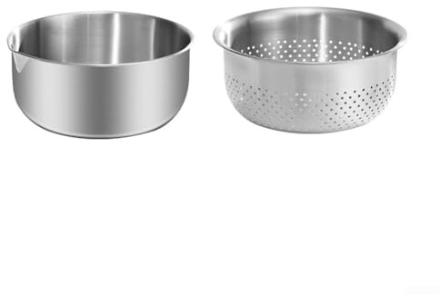 Tazón de lavado de arroz de acero inoxidable 2 en 1 colador de camping con agujeros de drenaje para cocinar al aire libre ensalada mezcla masa amasado colador de frutas utensilios de cocina portátil