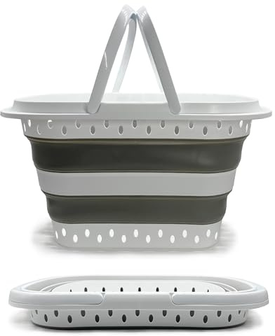 Cesto Plegable de Colada 32L CIA&CO, Cesta de Ropa Plegable de Silicona con Asas, Compacta y Portátil, Ahorra Espacio, para Lavandería, Camping, Cocina, Fregadero y Limpieza