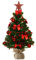 Weihnachtsbaum künstlich (WBD) 90 cm grün mit Weihnachtsdeko rot und Led Lichterkette mit Batteriebox und Fernbedienung Christbaum künstlich Weihnachtsbaum klein Tannenbaum künstlich