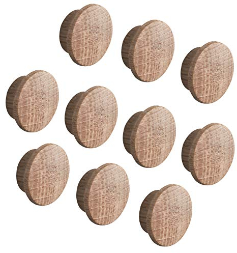 Gedotec Abdeckkappen rund Loch-Abdeckungen Holz Rohrstopfen universell - H1137 | Eiche Natur | Holz-Kappen für Blind-Bohrung Ø 12 mm | Gesamt Ø 17 mm | 20 Stück - Lochkappen für Möbel & Schrauben
