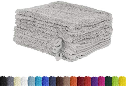 BaSaTex 10er Pack Waschhandschuhe aus 100% weicher und saugstarker Baumwolle | Öko-Tex Made in Green | Waschlappen Set 15x21 cm | Farbe: Silber