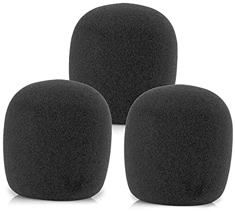 LEFXMOPHY SM58 Windscreen, Mic Foam Replacement for Shure SM58 SM48 Vocal Microphone Pop Filter, Black Noise-cancellation Windsock Cover 3-pack