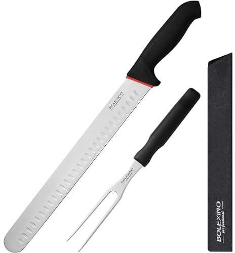 BOLEXINO 12 Carving Knife Set for Slicing, Sharp Premium Ham Slicer Knife, Great for Cut Roasts, Meats, Fruits and Vegetables