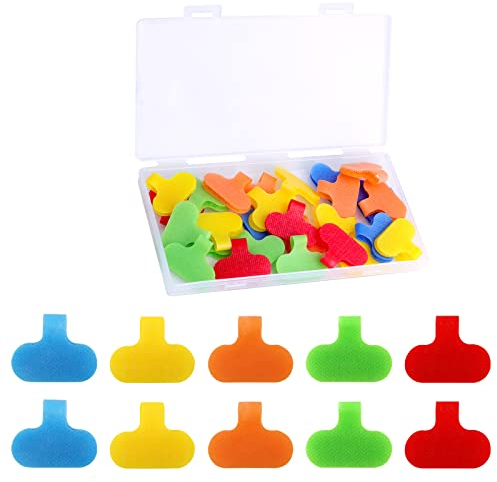 SAVITA 30 Stück Kabel Etiketten, Beschreibbar Wiederverwendbar Nylon Kabelkennzeichnung Drahtmarkierungen für Kabel Drähte Verwaltung und Kennzeichnung (5 Farben)