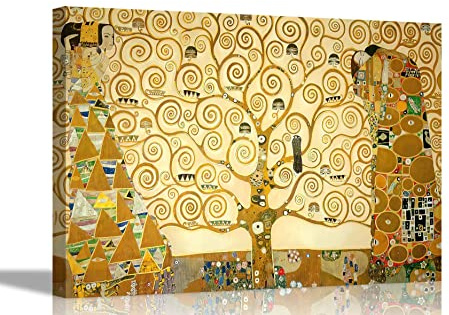 L'Arbre de vie par Gustav Klimt - Impressions sur toile abstraites - Art mural - Oeuvre à suspendre - 86 x 61 cm (34 x 24 pouces) - Format A1