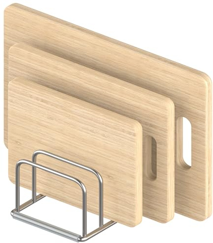 KORRTFID Supporto organizer per tagliere, in acciaio inox 304, per pentole, padelle, coperchi, mensole da cucina, per teglie e fogli di biscotti (larghezza 2,5 cm)