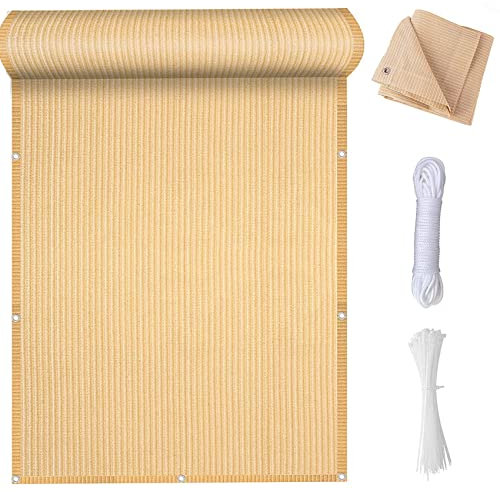 YANHONG Recinzione Copertura per Balcone 60x300cm(24x118inch) Recinzione Copertura Schermante per Balcone Privacy Anti-UV Facile da Installare per Recinzione, Color Crema