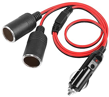 YACSEJAO Câble répartiteur en Y pour allume-cigare de voiture 14 AWG 7,6 m 12 V/24 V 1 à 2 prises