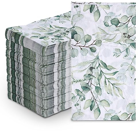 100Pcs Greenery Guest Napkins Paper,Disposable Hand Towel for Bathroom