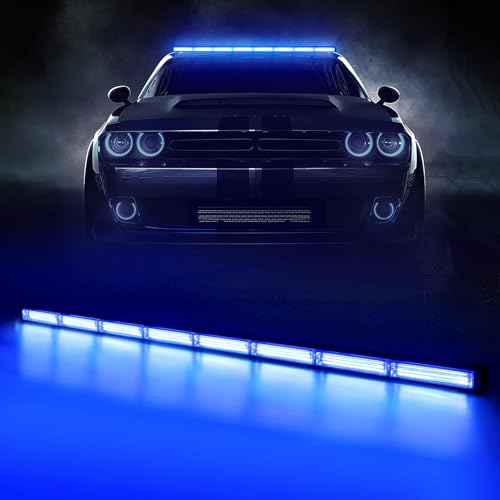 120 cm LED Rundumkennleuchte 80W Blau Rundumleuchte für Auto Anhänger Wohnwagen SUV -17 Blinkende Stroboskop-Modi