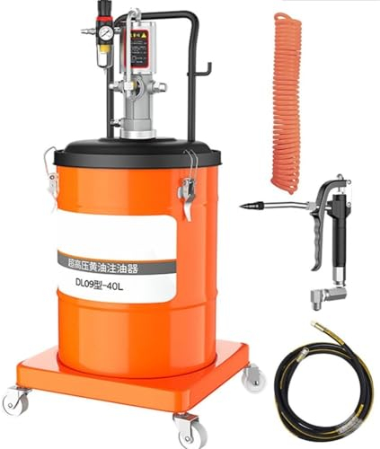 Pneumatic Grease Pump Set With 6M High Pressure Hydraulic Hose - Portable Air Operated Grease Pump For Construction Machinery, Farm Equipment, And Machine - 0.85L/Min, 30-40Mpa