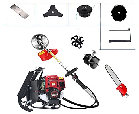 USKI Tagliaerba e tagliabordi Decespugliatore a Zaino 9 In1 Tagliaerba con Motore a Benzina a 4 Tempi Mini timone