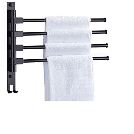 Générique Porte Serviette Porte-Serviettes Mural avec Porte-Serviettes Mobile et Pliable avec Crochets, Barre à Serviettes Peu encombrante pour Salle de Bain, Porte-Serviettes Extensible à 5 pôles (S