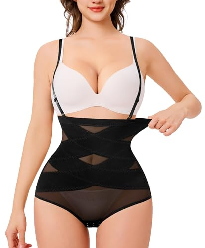 KUMAYES Guaina Contenitiva Donna Modellante Snellente Pancia Piatta Vita Alta Intimo Senza Cuciture con Body Shaper Regolabile Cintura a Spalla (Nero, 3XL)