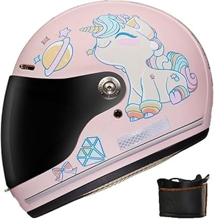 Casco de motocicleta para niños, casco integral de bicicleta con visera solar y bufanda extraíble, casco de scooter para niños y niñas de 3 a 12 años L,46-52CM