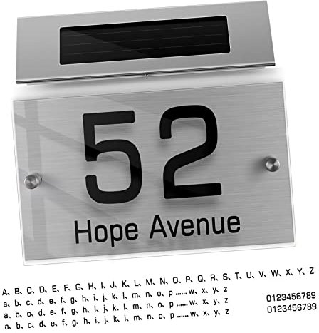 Mikikit Solar-adressschild Mit Beleuchtung Solar-türnummernleuchte Solar-wandleuchte Solar-nummernschildleuchte Hausnummer Zeichen Acrylplatte Aufkleber Included Für Außenbereich Terrasse