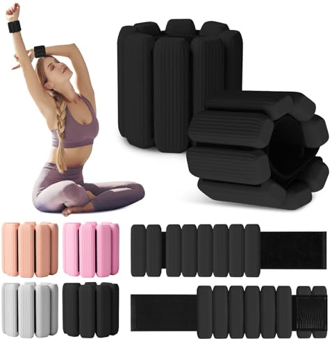 Wrist Weights Set of 2(1Lbs Each), Wearable Wrist Ankle Weights for Women & Men, Adjustable Arm & Leg Weights for Walking, Yoga, Swimming, Gym (Black)