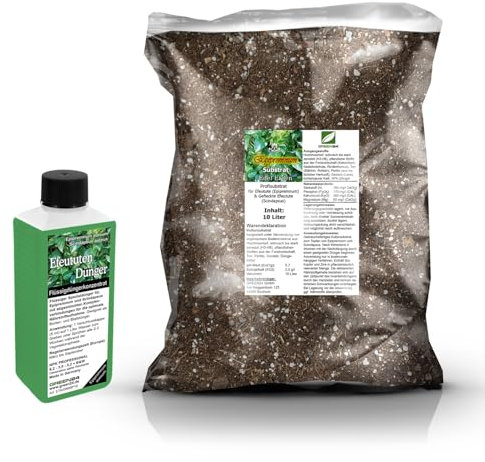 Umtopf - Set für Efeutute und Gefleckte Efeutute (Epipremnum & Scindapsus) - bestehend aus 10 Liter Spezial - Substrat und darauf abgestimmten Flüssigdünger NPK Volldünger (für Efeutute)