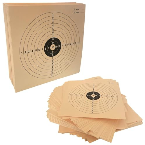 Lot de 100 cibles en carton 14 x 14 cm 300 g/m² - couleur sépia compétition - boîte de score et joueur - pour Airsoft, air comprimé, plomb et billes en acier - compatible avec