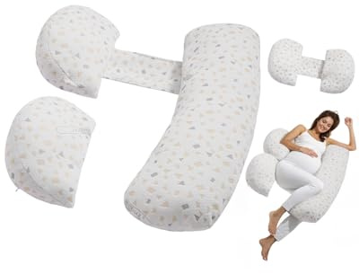 VEVOR Coussin de Grossesse, Forme H, Oreiller de Maternité Réglable pour Femmes Enceintes, Oreiller Soutien Doux Respirant avec Housse Amovible et Lavable, pour Dormir, Soutien Dos, Ventre, Hanches