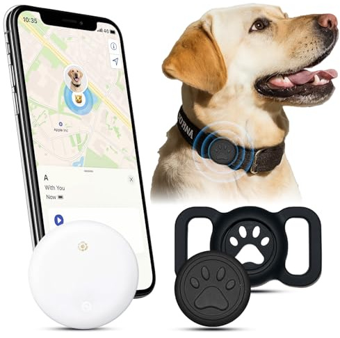 Cat Tracker, Dog Tracker, GPS Cat Trackers Collar(Only ISO), No Monthly Fees & Real-Time Location Tracking, Waterproof, Pet Trackers for Cats, Anti-Loss, Ideal for Pet Safety & Tracking, Cute White