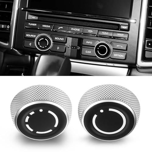 Jaronx Compatibile con Porsche Radio Volume Knob Button per 2013-2016 Boxster/911/Cayman/Macan/Panamera/Cayenne, lato sinistro e destro stereo PCM Dials Switch, manopole CD audio sostituzione pulsante