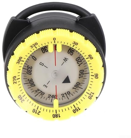 Dive Com-pass - Compas de plongée étanche et lumineux - Avec fenêtre de lecture sous l'eau - Compact - Avec collier de serrage - Pour voile, plongée - Gris