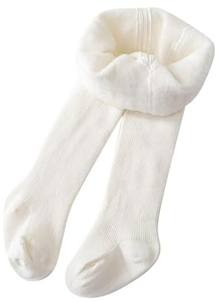 YCBMINGCAN Medias para bebé de algodón gruesas forradas, leggings cálidas y completas, medias elásticas, pantalones de cuerpo entero, medias para invierno, para el uso diario, Blanco, 1-3 años