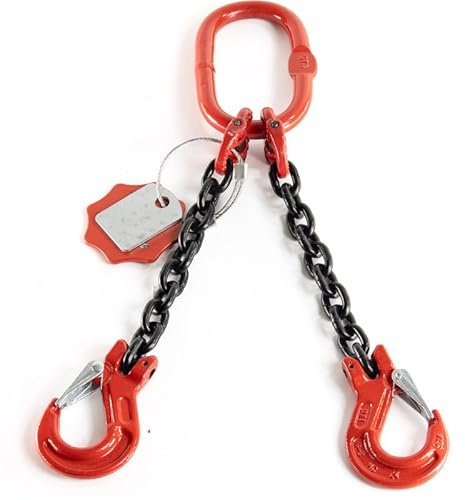 Alfa Logistik Kettengehänge 2-Strängig 10mm x 1,5m - Hochfest Anschlagkette - Krankette Robuste Ausführung - Verzinkte Kette Güteklasse 8, Kette für Kräne mit zwei Gabelkopfhaken