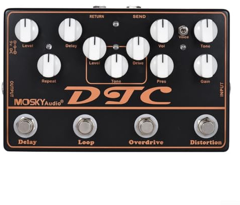 Pédale d'effet de guitare pour guitare électrique Mosky 4 en 1 Multi Pédale d'effet Overdrives Boucle de distorsion