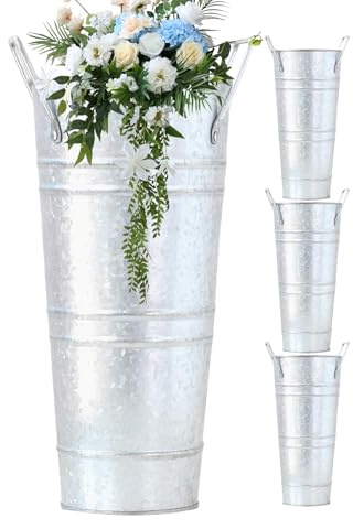 Blomkruka i metall – galvaniserade blomhinkar med 4 delar, franska bordsvaser, heminredning för bröllopsfester, blomsterarrangemang i
