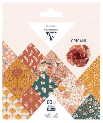 Clairefontaine 95641C 60F de Papier Origami 70g/m2 Boho Floral 15x15cm