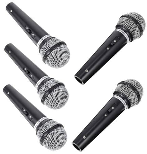 Homoyoyo Lot de 5 Microphones Factices Noirs, Accessoires de Simulation de Microphone pour Garçon et Filles, Modèles Légers et Compacts Adaptés aux Spectacles et Jeux de Rôle, Accessoires