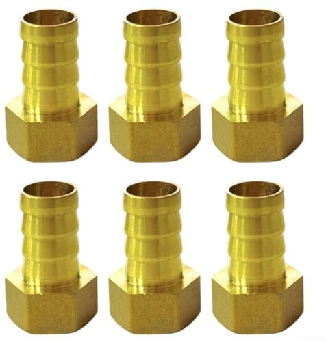 Raccordi per tubi spinati in ottone, connettori filettati interni a 4 punti per linee di aria, acqua, carburante, olio e gas, ID 1/2 (confezione da 6) (4-14)